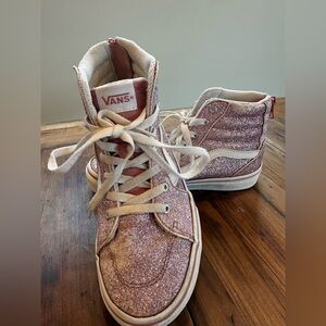 Vans Sparkly Pink Sk8-Hi back zip shoes